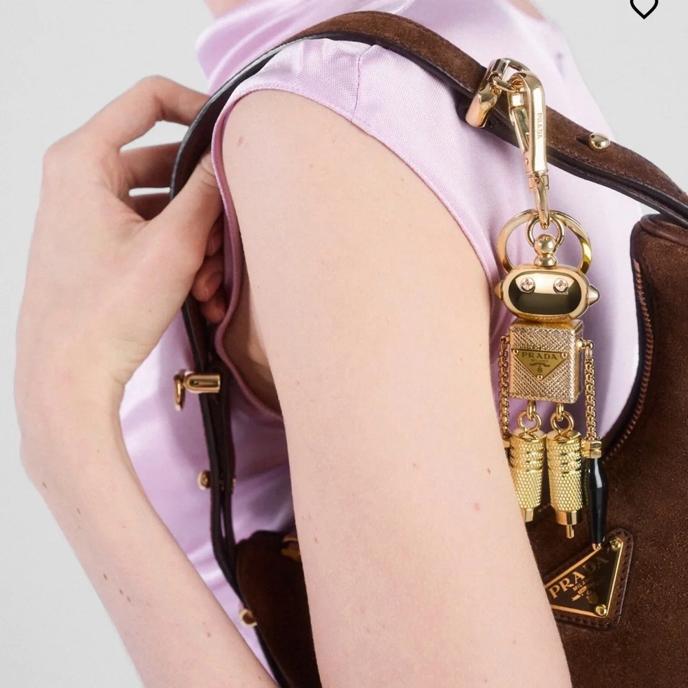 PRADA Robot Saffiano leather keychain charm Platinum - Picture 6 of 6